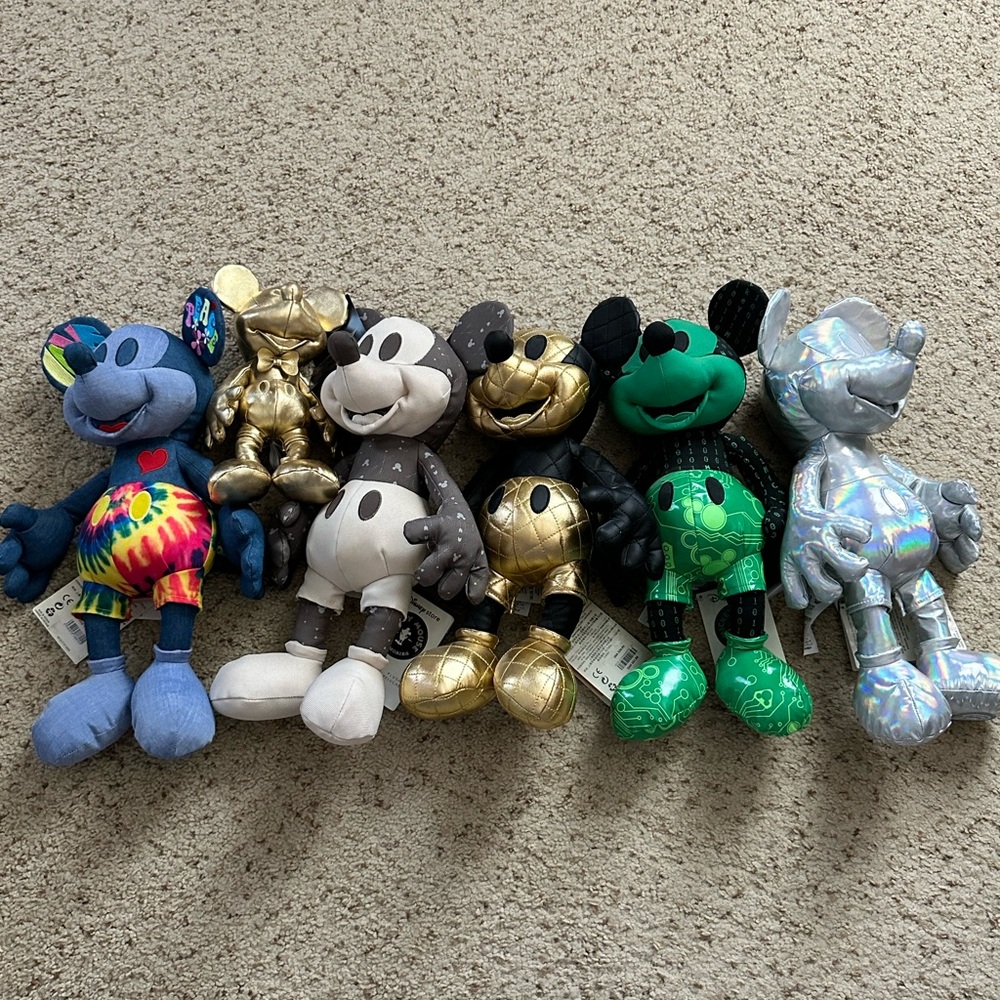 Mickey Mouse Memories Plush Collection - Blue, Gold, Green, Silver